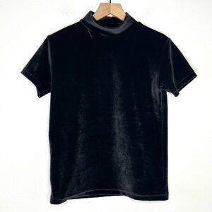 Vtg Black Velvet Velour Mock Top Grunge S Friends Rachel 90s Holiday Goth